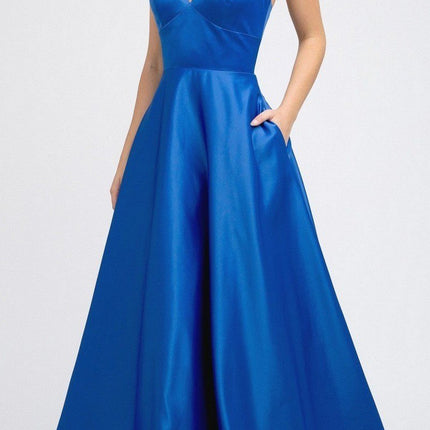 Juliet 230 Stylish Back Long A-Line Satin Prom Dress with Pockets