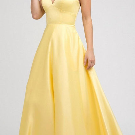 Juliet 230 Stylish Back Long A-Line Satin Prom Dress with Pockets