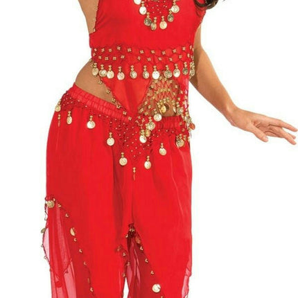 Deluxe Embellished Red Belly Dancer Sexy Adult Harem Girl Costume Small 6-10