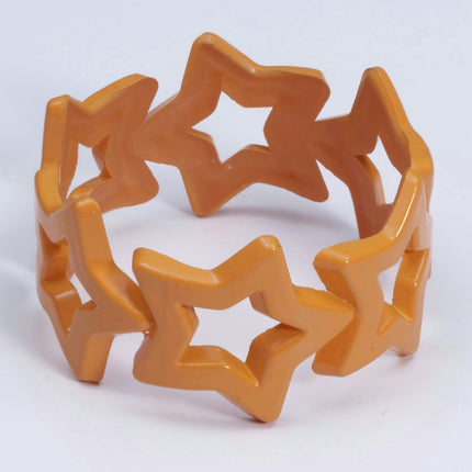 Star Bangle Bracelet Orange Club Candy Neon Colored Plastic