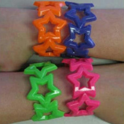 Star Bangle Bracelet Orange Club Candy Neon Colored Plastic