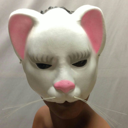 White Kitty Cat Eyemask with Whiskers Upper Face Mask