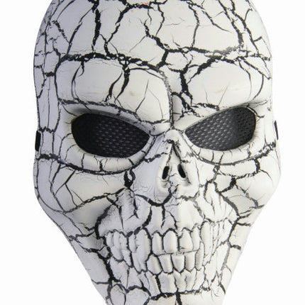 White and Black Cracked Skull Adult Face Mask