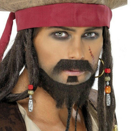Smiffy's Brown Pirate Beard 3 Piece Set