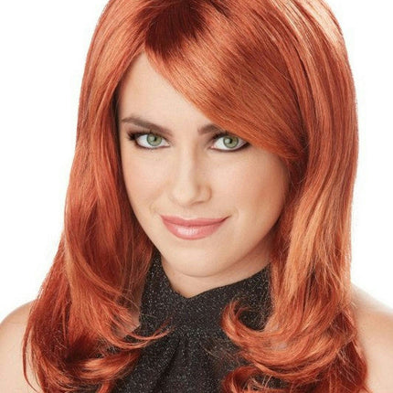 Auburn Red Lush Layers Glamorous Wig with Side Swept Bangs