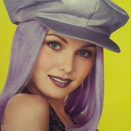 Lavender Glitter Cap Purple Hair Wig Party Go Go Girl