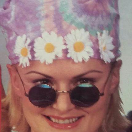60's Tie Dye Daisy Bandana with Peace Sign Hippie Glasses Costume Accessory Kit