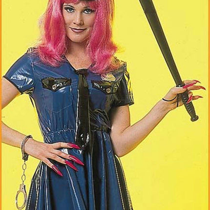 Deluxe Sexy Vinyl Police Woman Adult Costume Dress and Hat