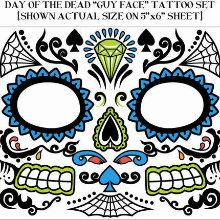 Day Of The Dead Male Guy Face Tattoo Set