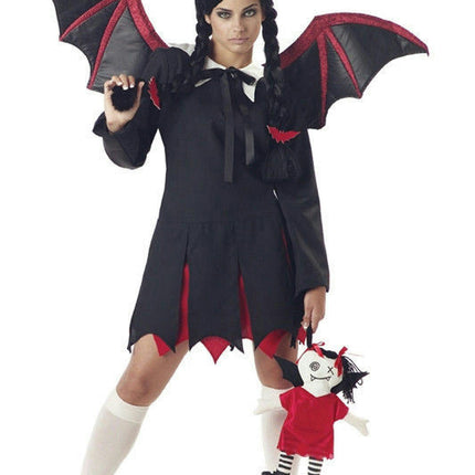Women's Very Bat Girl Adult Wednesday Addams Costume Adult Medium 8-10