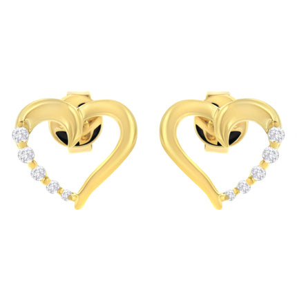14K Yellow Gold 1/8 Cttw Diamond Journey Heart Hoop Earrings (K-L Color, I1-I2 Clarity)