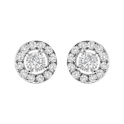 14K White Gold 3/4 Cttw Lab-Grown Diamond Floating Halo Stud Earring (F-G Color, VS1-VS2 Clarity)
