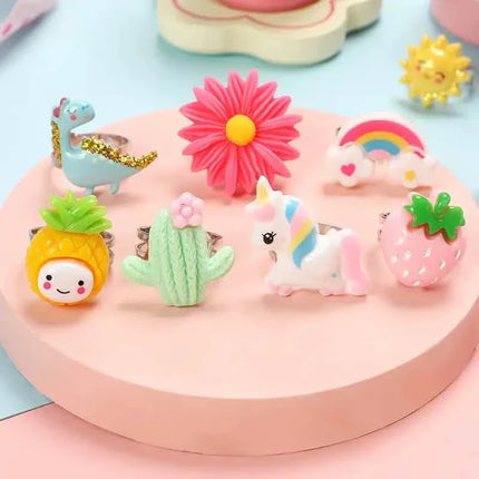 24 Adorable Pink Sheep Little Girl Jewel Rings