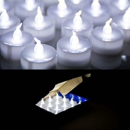 24-Pack: White LED Tealight Timer Candles Battery Operated Flameless Smokeless