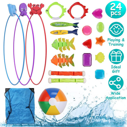 24-Pieces: Diving Toys Swimming Pool for Aged 3+ Years Old