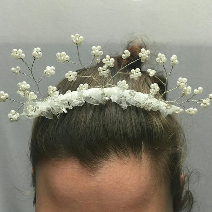 White Wedding Princess Flower Girl Comb Hair Accessory with Flowers