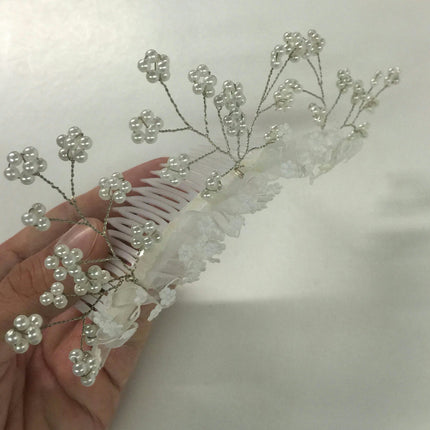 White Wedding Princess Flower Girl Comb Hair Accessory with Flowers