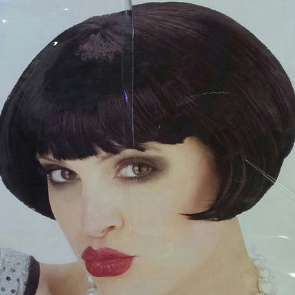 1920's Short Black Flapper Costume Wig with Bangs