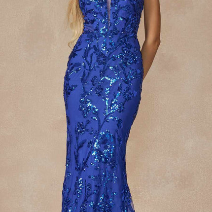 Juliet 2411 Long Sequin Lace Embellishments Fitted Prom Gown