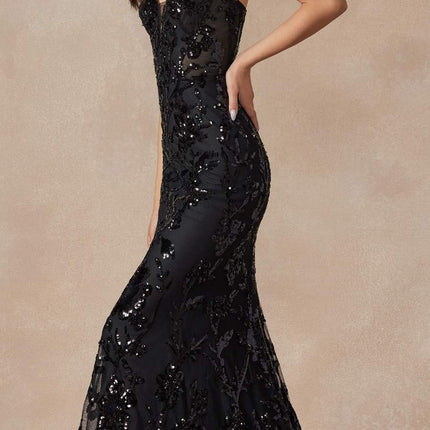 Juliet 2411 Long Sequin Lace Embellishments Fitted Prom Gown