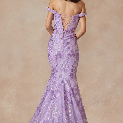 Juliet 2412 Mermaid Gown Plunging Deep V Illusion Neckline Off the Shoulder