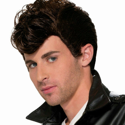 Brown 50's Greaser Mens Costume Wig