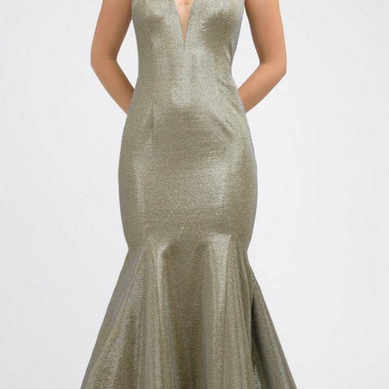 Juliet 242 Metallic Mermaid Long Prom Dress Lace-Up Back