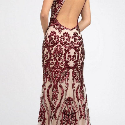 Juliet 243 Sequins Long Evening Dress Cut-Out Back