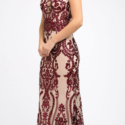 Juliet 243 Sequins Long Evening Dress Cut-Out Back