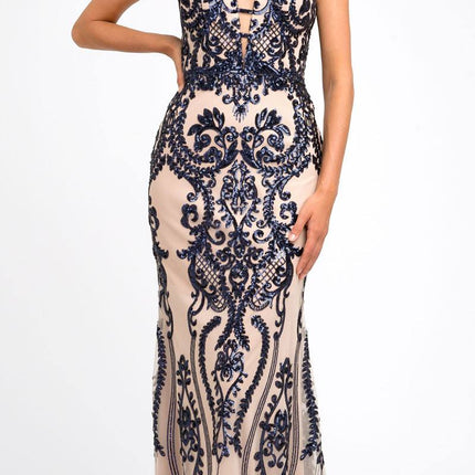 Juliet 243 Sequins Long Evening Dress Cut-Out Back