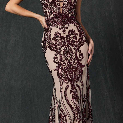 Juliet 243 Sequins Long Evening Dress Cut-Out Back