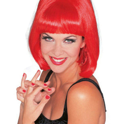 Red Shoulder Length Bouffant Style Starlet Fashion Wig with Bangs