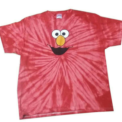 Red Elmo Face Tie Dye Tee Short Sleeve Shirt Small Unisex Adult