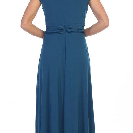 CLEARANCE - Celavie 2466L Red Cap Sleeve A-line Long Dress (Size 2XL)