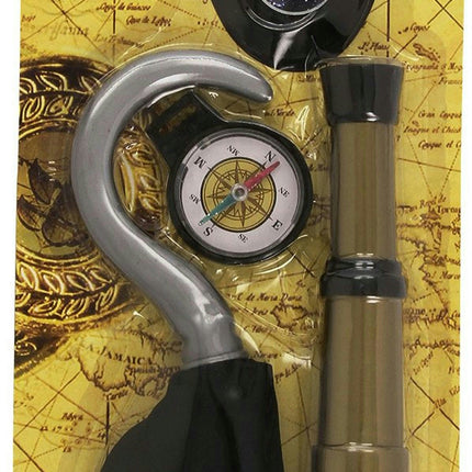 Pirate Costume Accessory Set Hook Compass Telescope Eyepatch