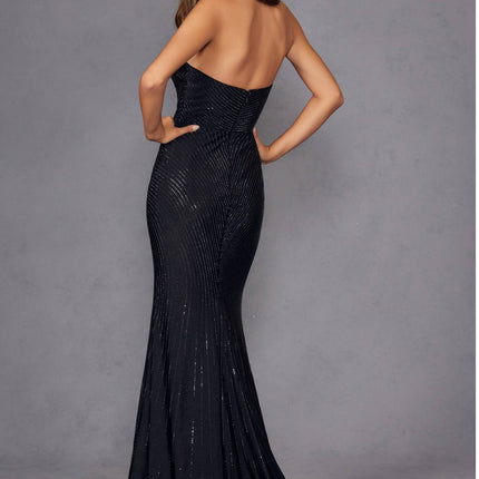 Juliet JT2472R Long Strapless Rhinestone Details Sweetheart Fitted Gown