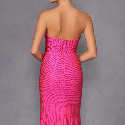 Juliet JT2472R Long Strapless Rhinestone Details Sweetheart Fitted Gown