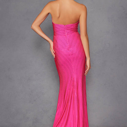 Juliet JT2472R Long Strapless Rhinestone Details Sweetheart Fitted Gown