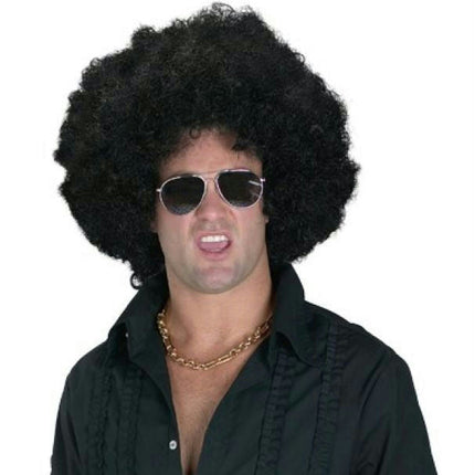 Economy High Afro Wig with Purple Pick