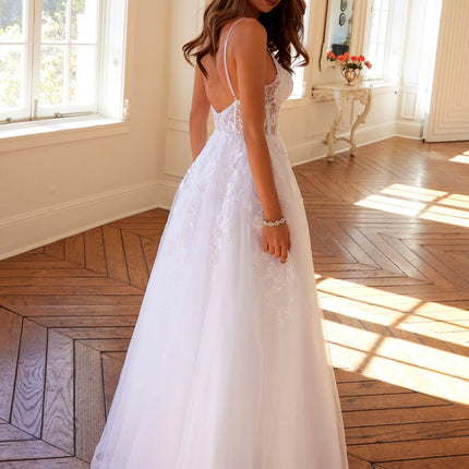 Juliet JT2482SW Floor Length A-Line Lace/Tulle Wedding Ball Gown