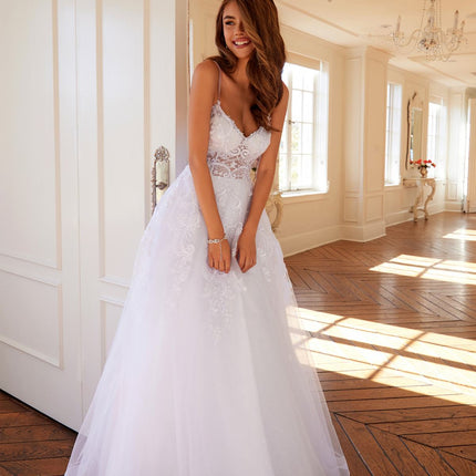 Juliet JT2482SW Floor Length A-Line Lace/Tulle Wedding Ball Gown