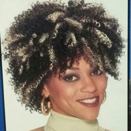 Two-Tone Ladies Brown With Highlights Kink Wig