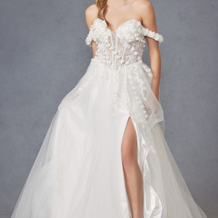 Juliet JT2483KW Dress Off Shoulder 3D Floral Ball Gown