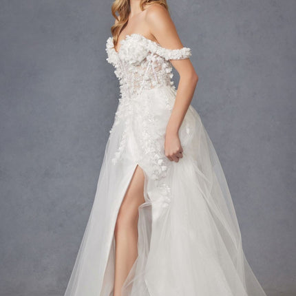 Juliet JT2483KW Dress Off Shoulder 3D Floral Ball Gown