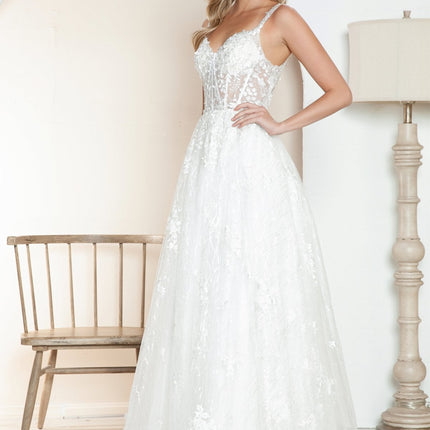 Juliet JT2495AW Long A-Line Floral Lace Bridal Gown