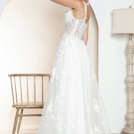 Juliet JT2495AW Long A-Line Floral Lace Bridal Gown