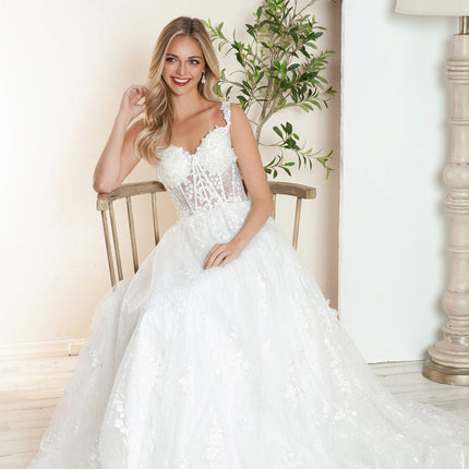 Juliet JT2495AW Long A-Line Floral Lace Bridal Gown