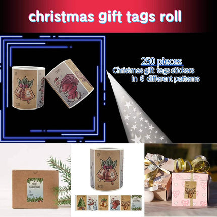 250-Pieces: Christmas Gift Tags Self Adhesive Labels Stickers 250 Pieces