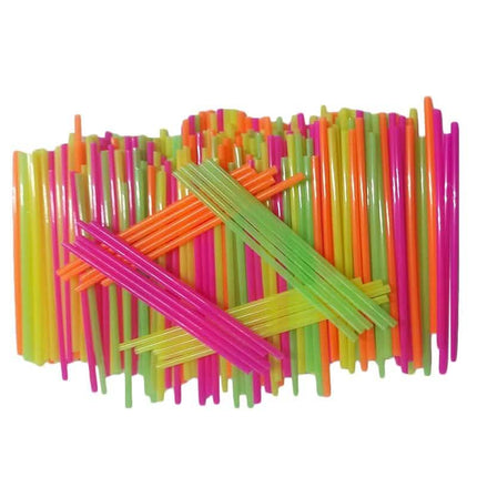 250-Pieces: Wow Plastic Neon Disposable Plastic Drinking Straws