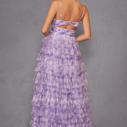 Juliet JT2508A Sweetheart Keyhole Neckline Ruffled Tier Skirt Gown